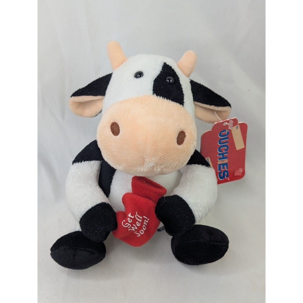 Russ Ouchies Patch Cow Plush 7 Inch Black White Stuffed Animal Toy